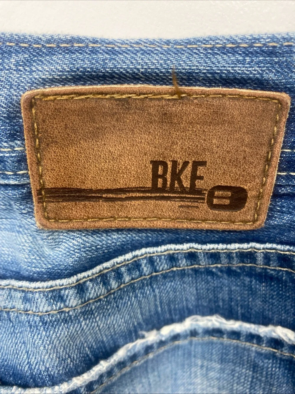 BKE Tyler Straight Jeans Mens 30x33 Long Blue Distressed Denim Low Rise